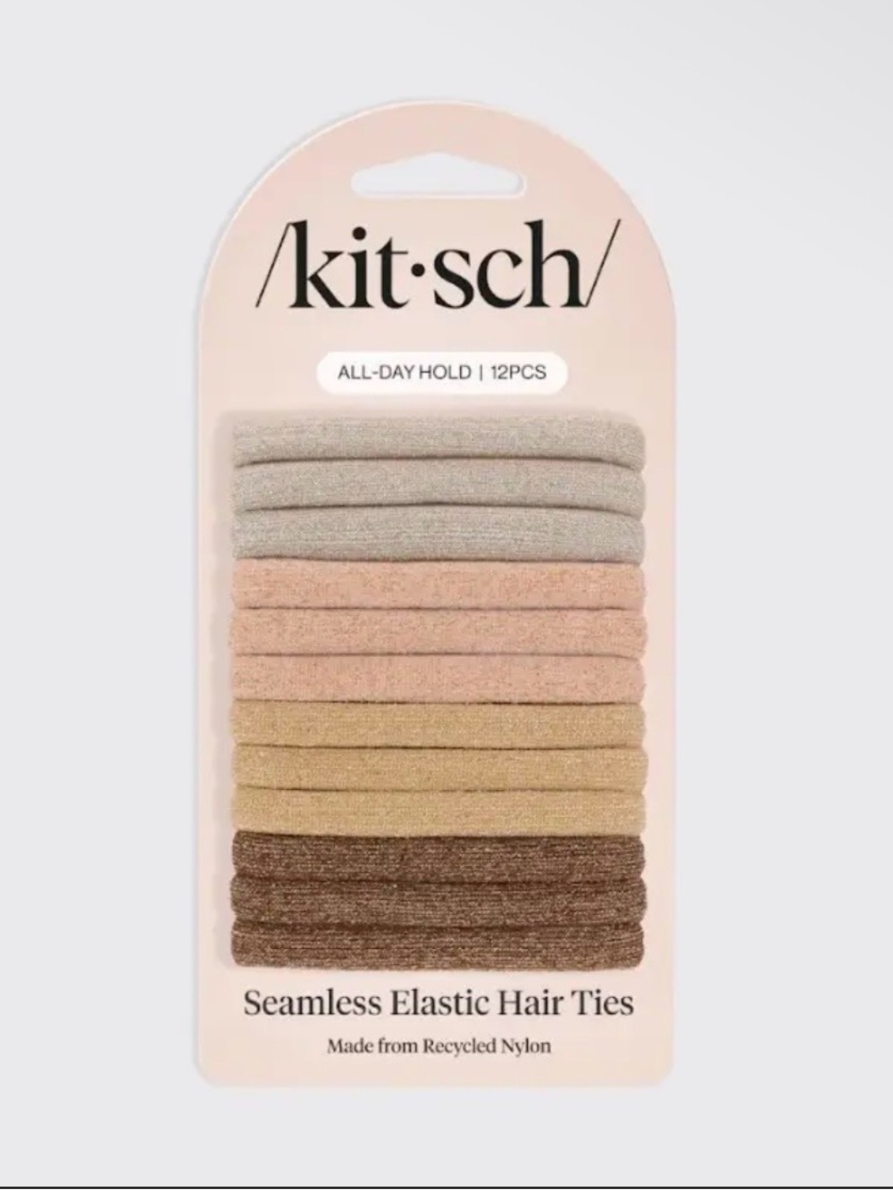 kitsch Neutral Metallic Seamless Elastic Hair Ties - 12-Pack